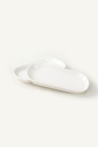 2 db-os fehér kerámia szervírozó tányér szett, 26 x 15 cm - My Ceramic