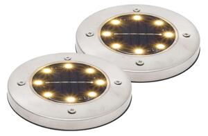 HOME MX626WW napelemes kerti lámpa, 2 db-os szett, 8 db melegfehér LED, akkumulátor, acél és műanyag