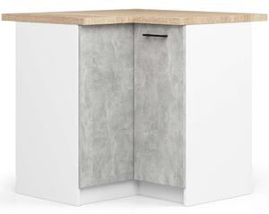 Akord OLIWIA 90/90 Álló Szekrény - Fehér/Beton Blat, Önszerelhető Bútor, 2 Ajtós, 2 Polcos, Laminált Lemez, 90x85x46 cm, Matt Fehér Korpusz, Beton Front