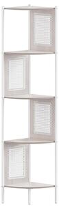 5 szintes sarokpolc, könyvespolc polirattan oldalakkal, 156x32x32 cm, zab bézs
