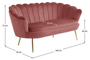 KONDELA Luxus heverő, 2,5-es ülés, rózsaszín/arany, Art-deco, NOBLIN