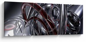 Szürke absztrakció kép (órával) (90x30 cm)