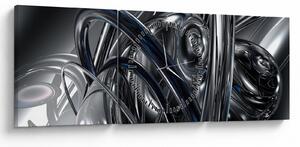 Kék és szürke absztrakció kép (órával) (90x30 cm)