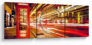 Kép - piros telefonfülke (órával) (90x30 cm)