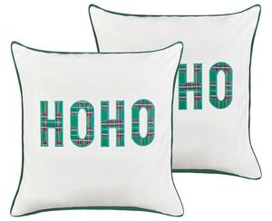 2 db díszpárna JOYCANDY Pamut 45 x 45 cm Fehér Karácsonyi minta