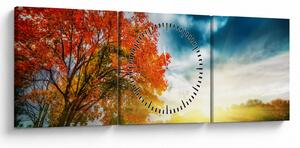Napsütésben fürdő táj képe (órával) (90x30 cm)