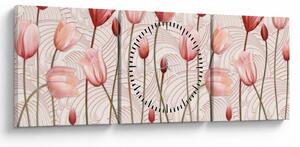 Kép - rózsaszín tulipán (órával) (90x30 cm)