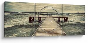 Egy fából készült móló képe a tengeren (órával) (90x30 cm)