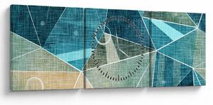 Kép - Türkiz absztrakció (órával) (90x30 cm)