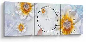 Kép - Kompozíció virágokkal és pillangókkal (órával) (90x30 cm)