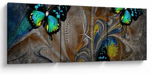 Kép - fényes pillangók képben (órával) (90x30 cm)