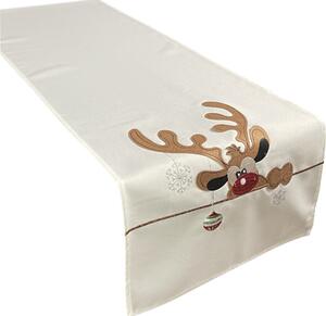 Fehér karácsonyi asztali futó Rénszarvas Szélesség: 40 cm | Hosszúság: 85 cm