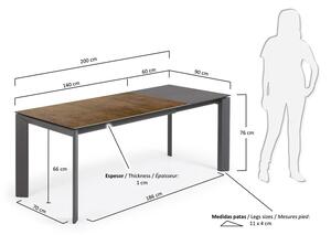 Atta barna-szürke bővíthető étkezőasztal, 140 x 90 cm - Kave Home