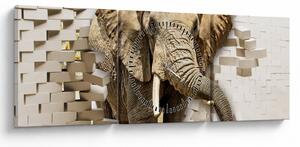 Kép - Egy elefánt áttör a falon (órával) (90x30 cm)