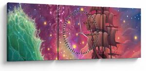 Kép - Hajó űr égbolttal (órával) (90x30 cm)