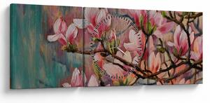 Kép - olajfestmény, virágzó Sakura (órával) (90x30 cm)