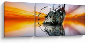 Kép - Napkelte egy hajóroncs felett (órával) (90x30 cm)