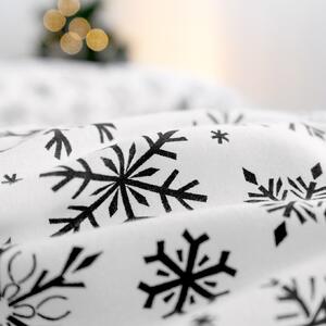 Goldea karácsonyi flanel ágyneműhuzat - cikkszám 1160 fekete hópihék fehér alapon 140 x 200 és 70 x 90 cm