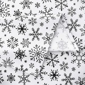 Goldea karácsonyi pamut asztalterítő - cikkszám 1160 fekete hópihék fehér alapon 120 x 120 cm