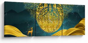 Kép - absztrakció, arany táj (órával) (90x30 cm)
