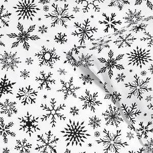Goldea karácsonyi pamut ágyneműhuzat - fekete hópihék fehér alapon 140 x 200 és 70 x 90 cm