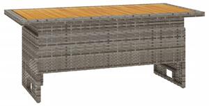 VidaXL szürke tömör akácfa és polirattan kerti asztal 100x50x43/63 cm