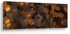 Kép - bronz hatszögek (órával) (90x30 cm)