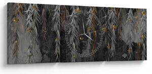 Kép -Fűzfa gallyak fekete háttérrel (órával) (90x30 cm)