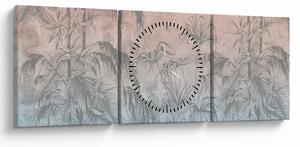 Kép - Trópusi növények a falon (órával) (90x30 cm)