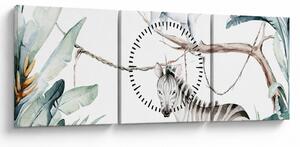 Kép - egzotikus állatok (órával) (90x30 cm)