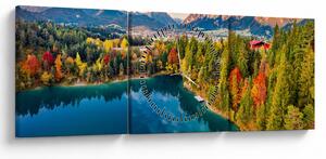 Kép - Urisee-tó, Ausztria (órával) (90x30 cm)