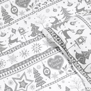 Goldea karácsonyi pamut ágyneműhuzat - karácsonyi szimbólumok fehér alapon 140 x 200 és 70 x 90 cm