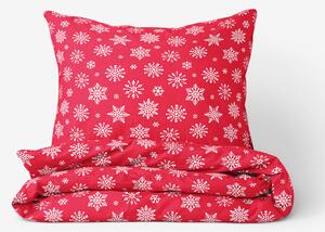 Goldea karácsonyi ágyneműhuzat - cikkszám x-1127 hópihék tűzpiros alapon 140 x 200 és 70 x 90 cm