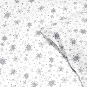 Goldea exkluzív karácsonyi pamut ágyneműhuzat - ezüst hópihék fehér alapon 140 x 200 és 70 x 90 cm