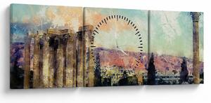 Kép - akropolisz, Athens, Görögország (órával) (90x30 cm)
