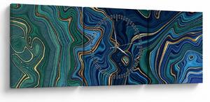 Kép - zöld-kék márvány (órával) (90x30 cm)