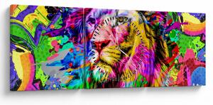Kép - Oroszlán 3D-s képe (órával) (90x30 cm)