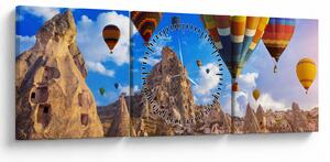 Kép - Hőlégballonok, Kappadókia, Törökország. (órával) (90x30 cm)