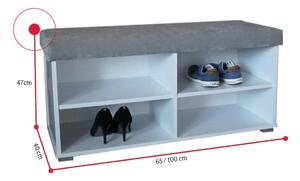 MEGIS cipőtartó szekrény, 100x47x40, suedine 16/fehér