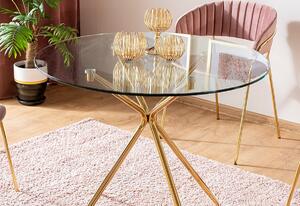 AMALIA kerek étkezőasztal, 80x76x80, üveg/arany