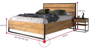 EVELI ágy, 160x200, tölgy/fekete