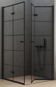 New Trendy New Soleo Black zuhanykabin 90x80 cm négyszögletes fekete félmatt/üveg mintával D-0289A/D-0288A