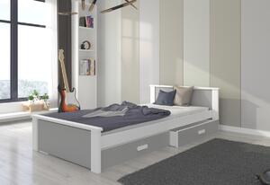 ALDEXO ágy, 180x80, fehér/szürke
