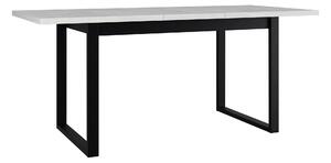 Asztal Victorville 353, Fehér, Fekete, 79x80x140cm, Hosszabbíthatóság, Laminált forgácslap, Fém