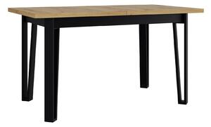 Asztal Victorville 354, Artisan tölgy, Fekete, 79x80x140cm, Hosszabbíthatóság, Laminált forgácslap, Fém