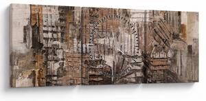 Kép - absztrakció barna tónusokkal (órával) (90x30 cm)