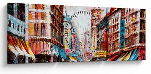 Kép - Hong Kong, olajfestmény (órával) (90x30 cm)