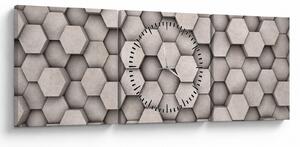 Kép - Hatszögek beton kivitelben (órával) (90x30 cm)
