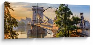 Kép - Híd a folyón, Budapest, Magyarország (órával) (90x30 cm)