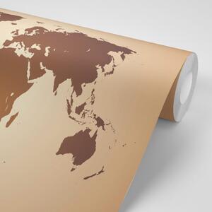 Öntapadó tapéta világtérkép a barna árnyalataiban